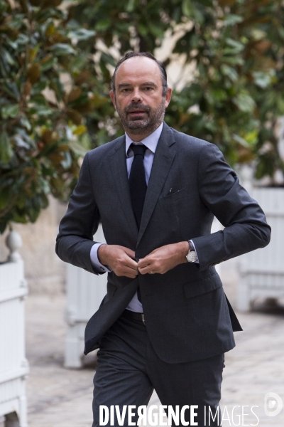 Le premier ministre Edouard PHILIPPE reçoit les partenaires sociaux à Matignon.