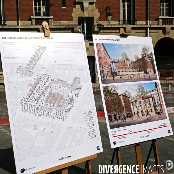 Transformation d une caserne de gendarmes dans le 3 eme arrondissement.Pose de la première pierre