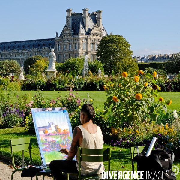 Illustration septembre2018.Pientre amateur aux jardins des Tuileries