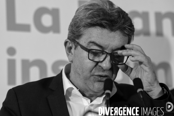 Conférence de presse de Jean-Luc Mélenchon après les perquisitions à La France insoumise concernant les comptes de campagne.