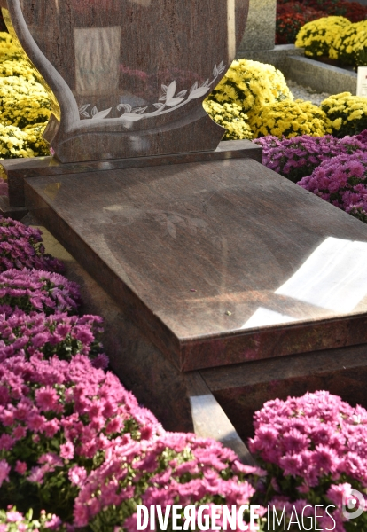 Cimetière et fleurs de fête des morts