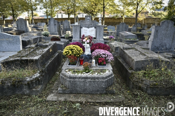 Cimetière et fleurs de fête des morts