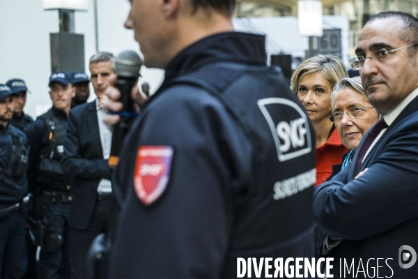 Déplacement de Laurent Nunez et d  Elisabeth Borne gare du nord