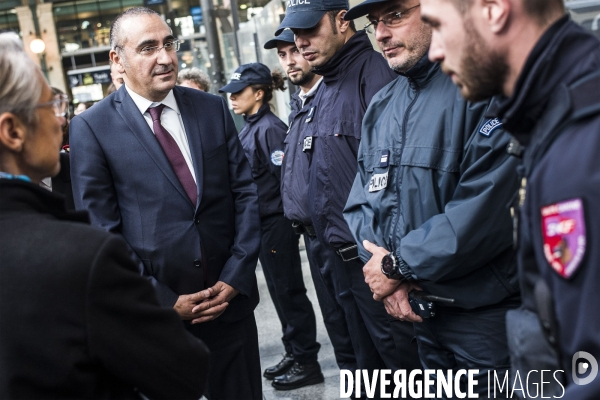 Déplacement de Laurent Nunez et d  Elisabeth Borne gare du nord