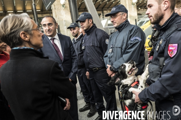 Déplacement de Laurent Nunez et d  Elisabeth Borne gare du nord