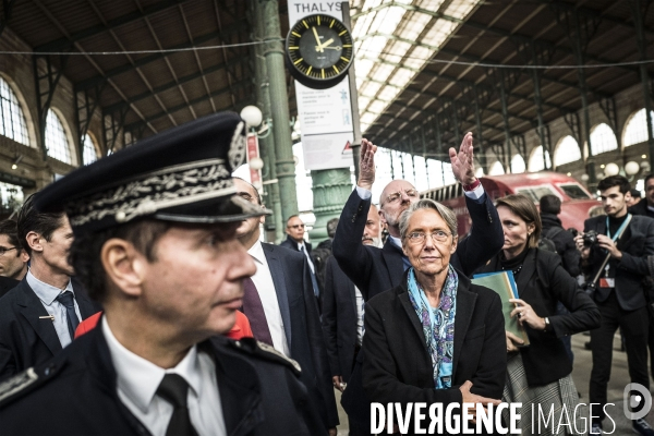 Déplacement de Laurent Nunez et d  Elisabeth Borne gare du nord