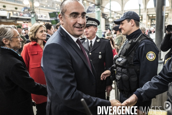 Déplacement de Laurent Nunez et d  Elisabeth Borne gare du nord