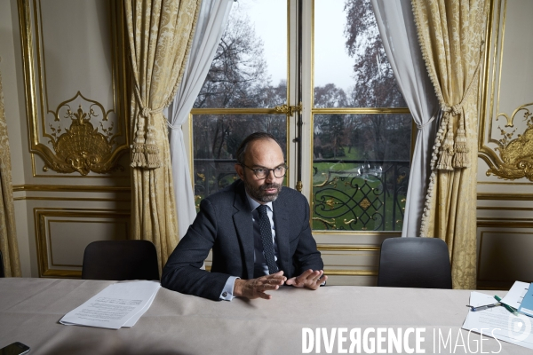 Le premier ministre Edouard Philippe en interview à Matignon