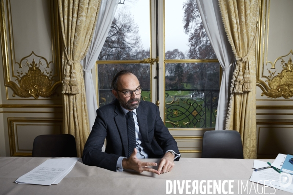 Le premier ministre Edouard Philippe en interview à Matignon