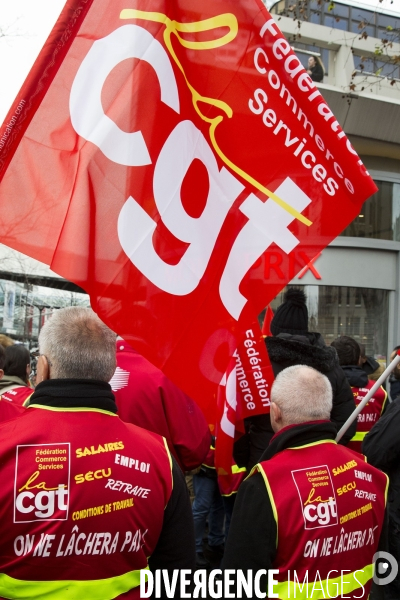 Manifestation de la CGT contre le travail le dimanche.