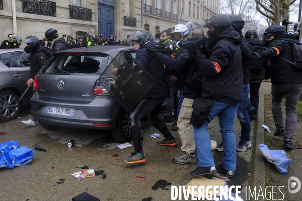 The Gilets Jaunes (Yellow Vests)  demonstrating in Paris