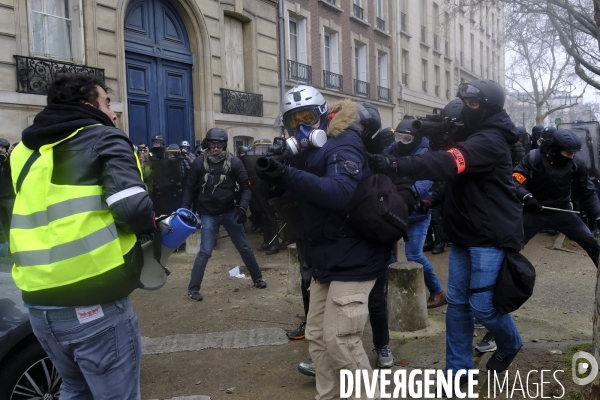 The Gilets Jaunes (Yellow Vests)  demonstrating in Paris