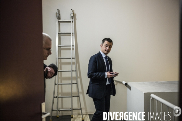 Deplacement du ministre gerald darmanin au centre des impots de chelles.