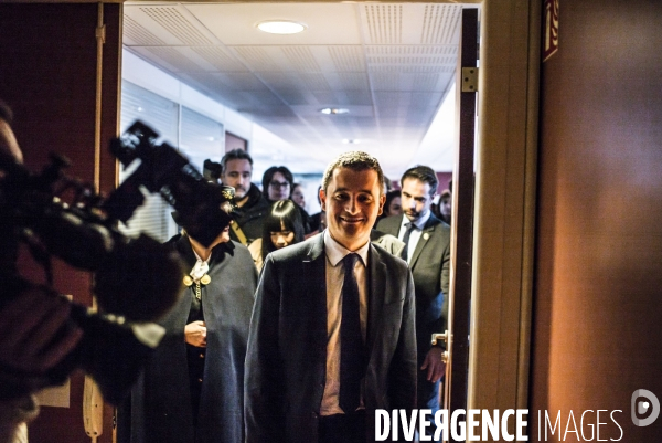 Deplacement du ministre gerald darmanin au centre des impots de chelles.