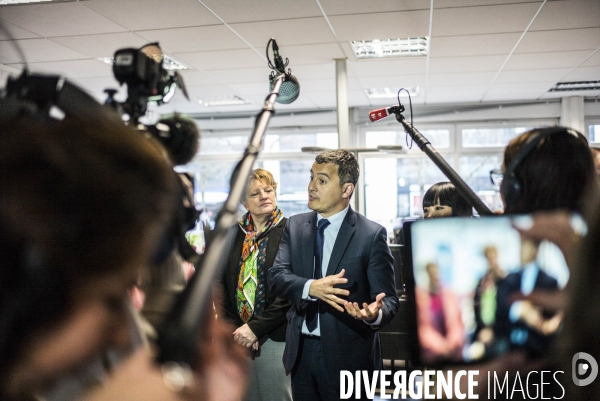 Deplacement du ministre gerald darmanin au centre des impots de chelles.