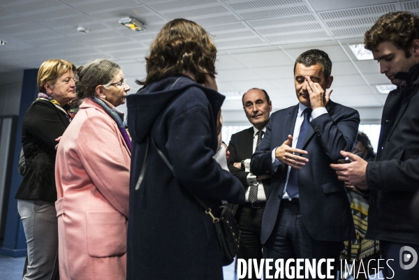 Deplacement du ministre gerald darmanin au centre des impots de chelles.