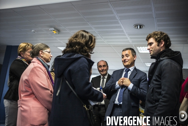 Deplacement du ministre gerald darmanin au centre des impots de chelles.