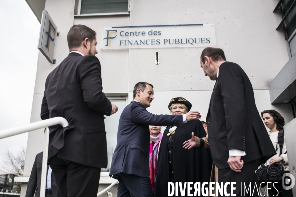 Deplacement du ministre gerald darmanin au centre des impots de chelles.