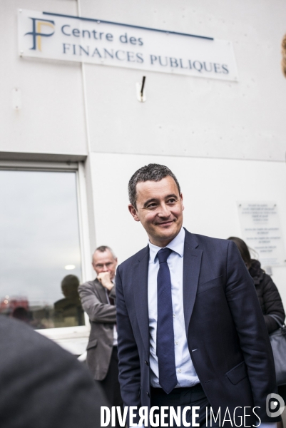 Deplacement du ministre gerald darmanin au centre des impots de chelles.