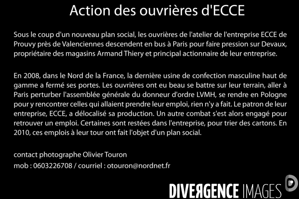 Action des ouvrières d ECCE à Paris chez Armand Thiery