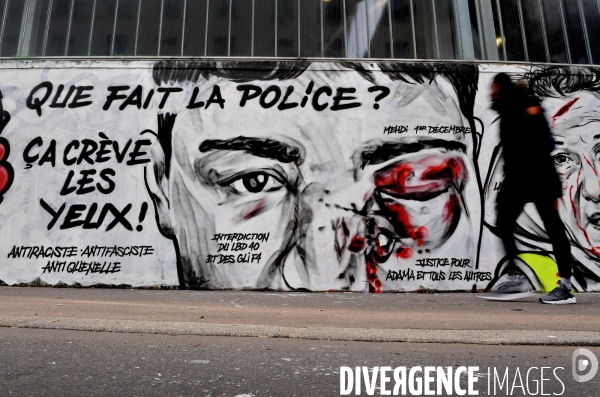 Fresque pro gilets jaunes rue d Aubervilliers à Paris