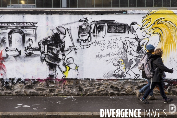 Une fresque murale de 300m de long sur le mouvement des gilets jaunes.