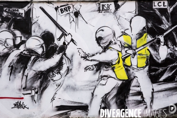 Une fresque murale de 300m de long sur le mouvement des gilets jaunes.