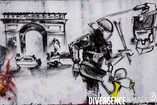 Une fresque murale de 300m de long sur le mouvement des gilets jaunes.