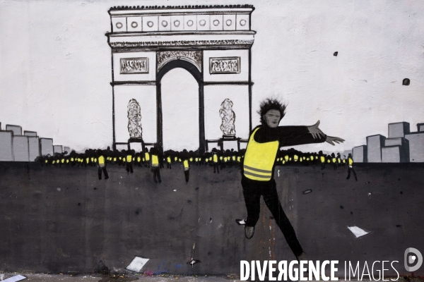 Une fresque murale de 300m de long sur le mouvement des gilets jaunes.