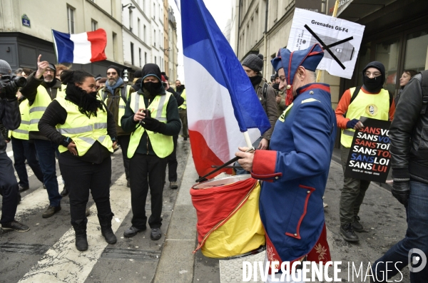 Manifestation Gilets jaunes, marche blanche pour les blessés du 2 février 2019 à Paris.