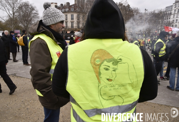 Manifestation Gilets jaunes, marche blanche pour les blessés du 2 février 2019 à Paris.