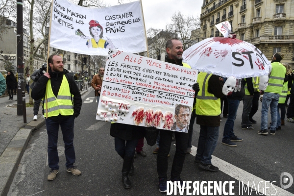 Manifestation Gilets jaunes, marche blanche pour les blessés du 2 février 2019 à Paris.