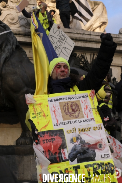 Marche des Bléssés, Acte XII des Gilets Jaunes Paris. March of injuried people, Act XII of Yellow Vests Paris. March of injuried people, Act XII of Yellow Vests Paris.