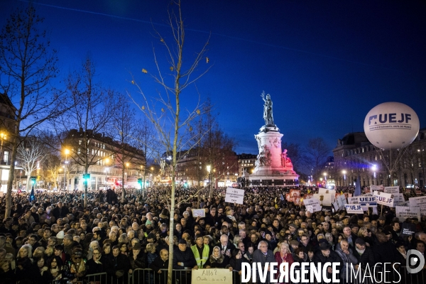 Rassemblement contre l antisémitisme à Paris.