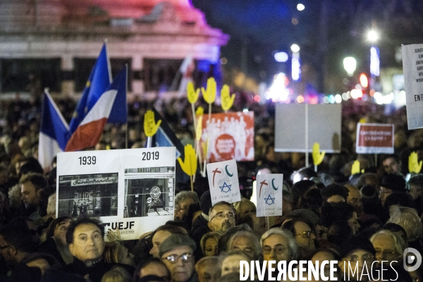 Rassemblement contre l antisémitisme à Paris.