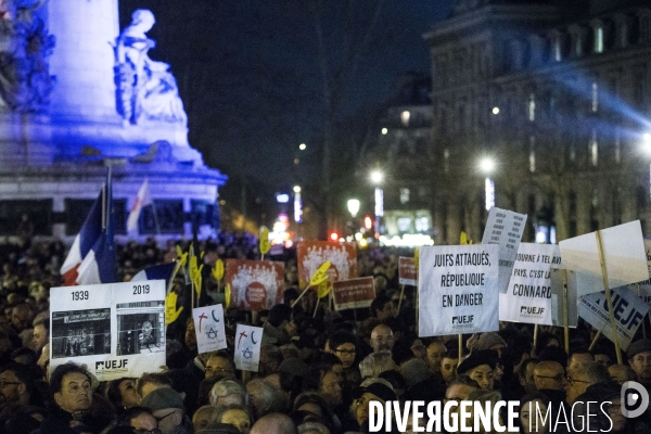 Rassemblement contre l antisémitisme à Paris.