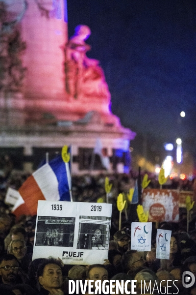 Rassemblement contre l antisémitisme à Paris.