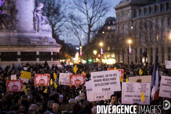 Rassemblement contre l antisémitisme à Paris.