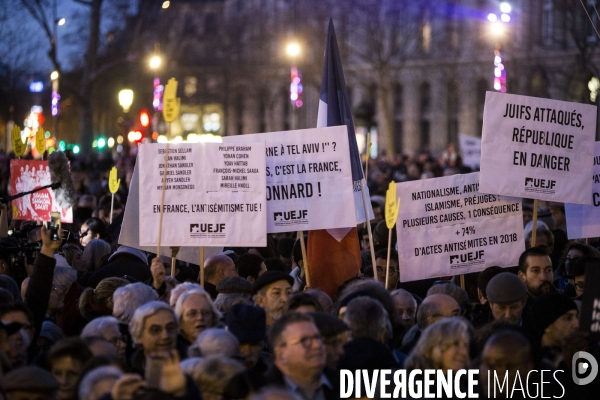 Rassemblement contre l antisémitisme à Paris.