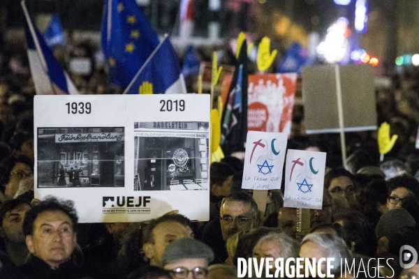 Rassemblement contre l antisémitisme à Paris.