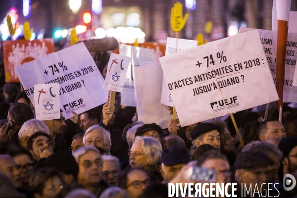 Rassemblement contre l antisémitisme à Paris.