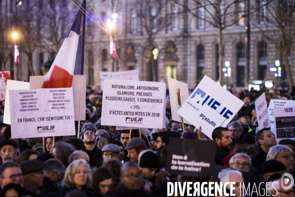 Rassemblement contre l antisémitisme à Paris.