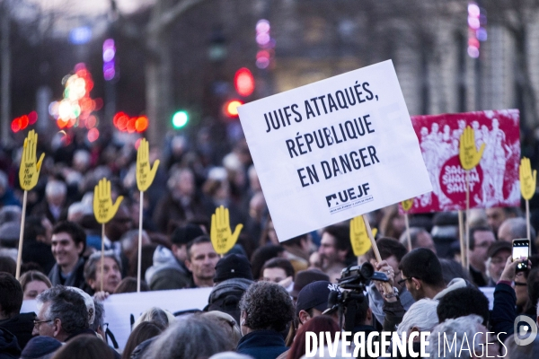 Rassemblement contre l antisémitisme à Paris.