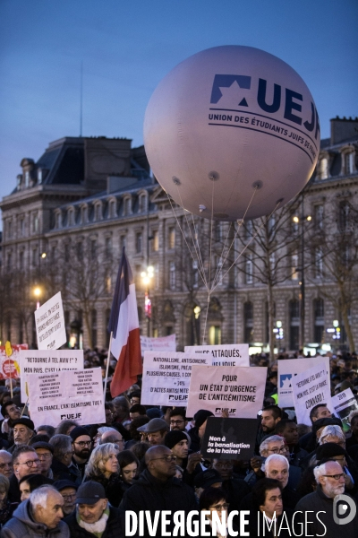 Rassemblement contre l antisémitisme à Paris.