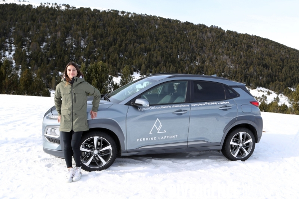 Perrine Laffont Championne du Monde de ski de bosses avec son partenaire Hyundai. Trophée Andros 2018-2019.