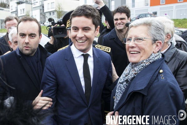 Déplacement de Sébastien LECORNU, Geneviève DARRIEUSSECQ et Gabriel ATTAL dans l Eure