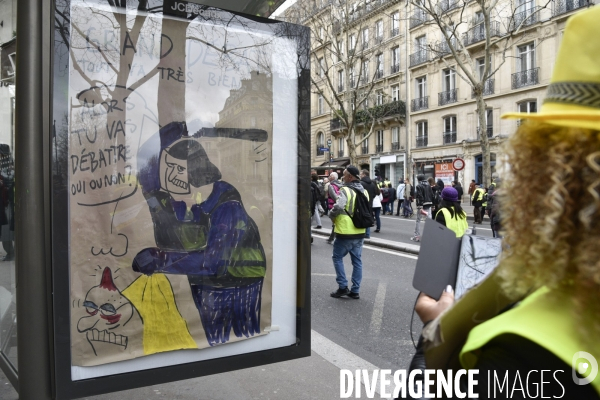 Femmes gilets jaunes à l honneur de la manifestation Gilets jaunes Acte XVII, le 9 mars 2019 à Paris.