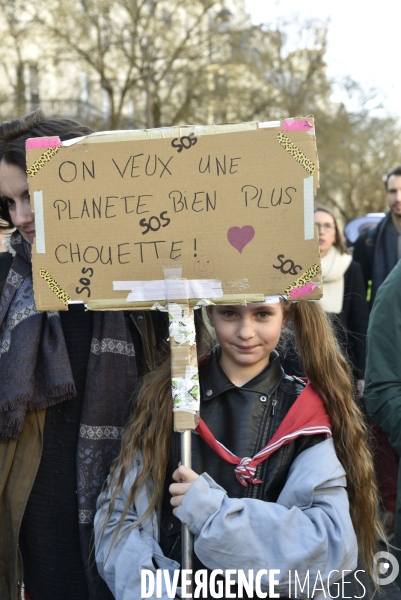 Marche du siècle pour le climat, étudiants, scolaires, enfants. March of century for climate, with youth.