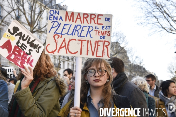 Marche du siècle pour le climat, étudiants, scolaires, enfants. March of century for climate, with youth.