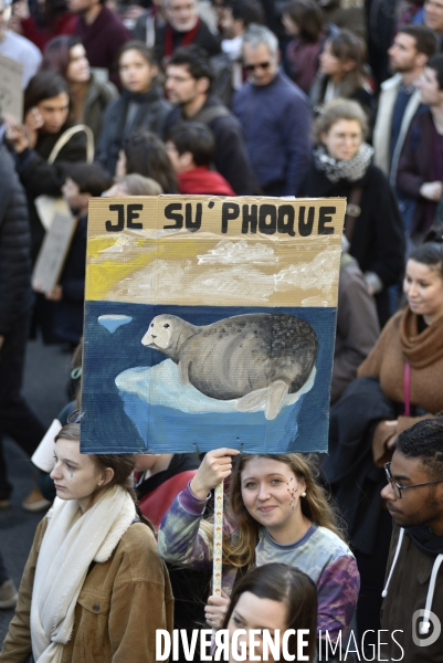 Marche du siècle pour le climat, étudiants, scolaires, enfants. March of century for climate, with youth.